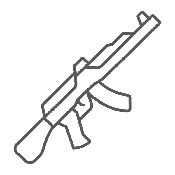 Ak47 Thin Line Icon, Gewehr und Militär, Maschinengewehrzeichen, Vektorgrafik, ein lineares Muster auf weißem Hintergrund. — Stockvektor