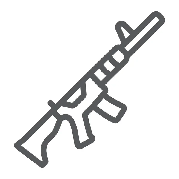 Icône de ligne M4A1, fusil et militaire, signe automatique de la machine, graphiques vectoriels, un motif linéaire sur un fond blanc . — Image vectorielle