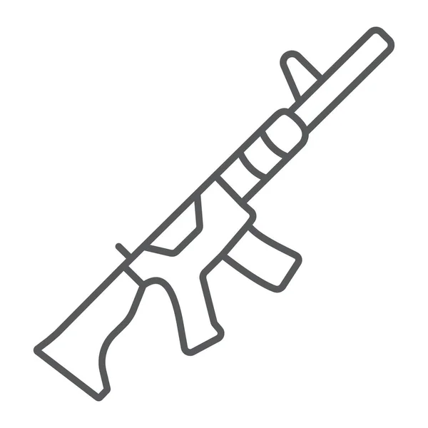 Icône de ligne mince M4A1, fusil et militaire, signe automatique de la machine, graphiques vectoriels, un motif linéaire sur un fond blanc . — Image vectorielle