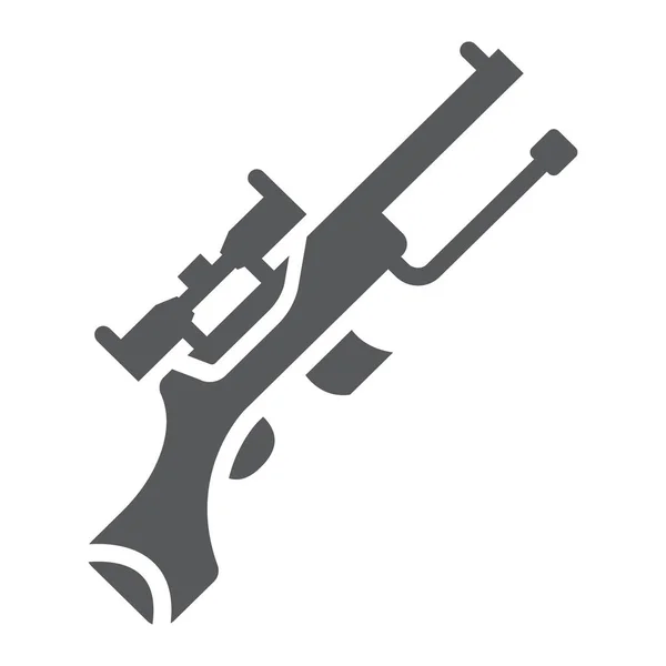 Pistola de francotirador icono de glifo, arma y militar, signo automático de la máquina, gráficos vectoriales, un patrón sólido sobre un fondo blanco . — Vector de stock
