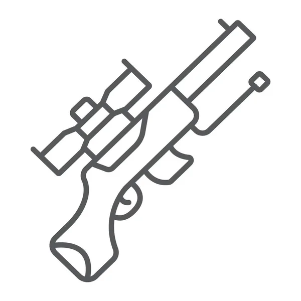 Sniper Gun tunna linje ikon, vapen och militär, Automatisk maskin skylt, vektorgrafik, ett linjärt mönster på en vit bakgrund. — Stock vektor