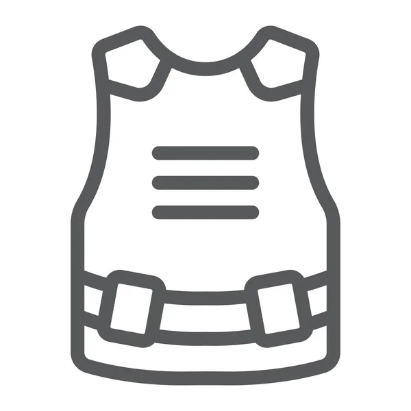 Körper Panzerlinie Symbol, Armee und Militär, kugelsichere Weste Zeichen, Vektorgrafik, ein lineares Muster auf weißem Hintergrund. — Stockvektor
