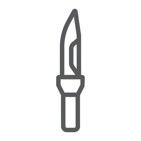 Icono de la línea de cuchillo del ejército, ejército y arma, signo de cuchillo militar, gráficos vectoriales, un patrón lineal sobre un fondo blanco . — Vector de stock