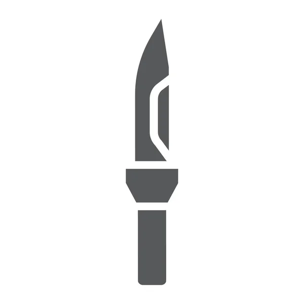 Icona del glifo del coltello dell'esercito, esercito e arma, segno del coltello militare, grafica vettoriale, un solido modello su sfondo bianco . — Vettoriale Stock