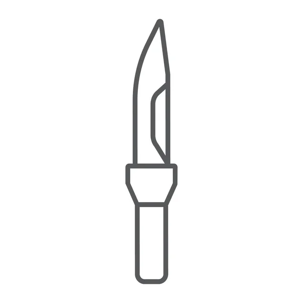 Армейский нож тонкая линия значок, армия и оружие, военный знак ножа, векторная графика, линейный узор на белом фоне . — стоковый вектор