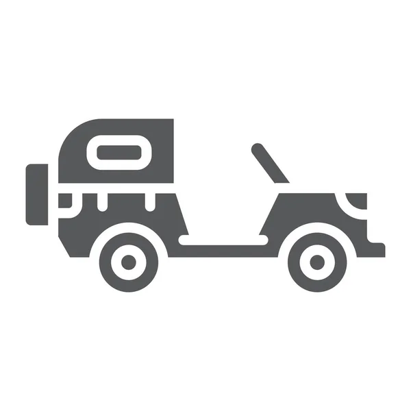 Icona del glifo del veicolo dell'esercito, esercito e trasporto, segno dell'automobile militare, grafica vettoriale, un modello solido su uno sfondo bianco . — Vettoriale Stock