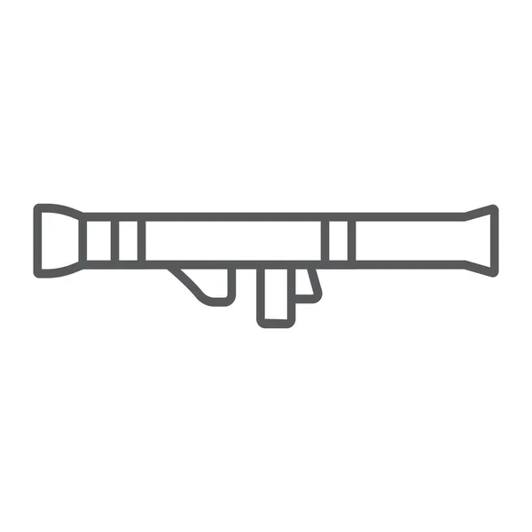 Raketová ikona s tenkou čárou, armáda a armáda, znak zbraně, vektorovou grafiku, lineární vzorek na bílém pozadí. — Stockový vektor