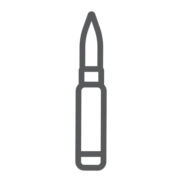 로켓 발사기 라인 아이콘, 육군과 군사, 소총 카트리지 기호, 벡터 그래픽, 흰색 배경에 선형 패턴. — 스톡 벡터