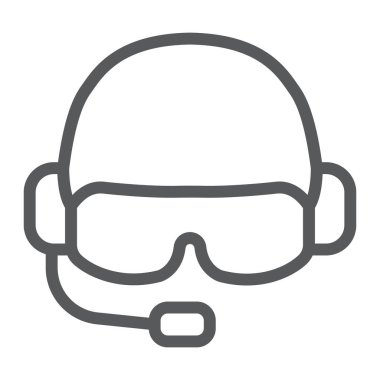 Askeri kask çizgi simgesi, ordu ve askeri, asker şapka işareti, vektör grafik, beyaz bir arka plan üzerinde doğrusal bir desen.