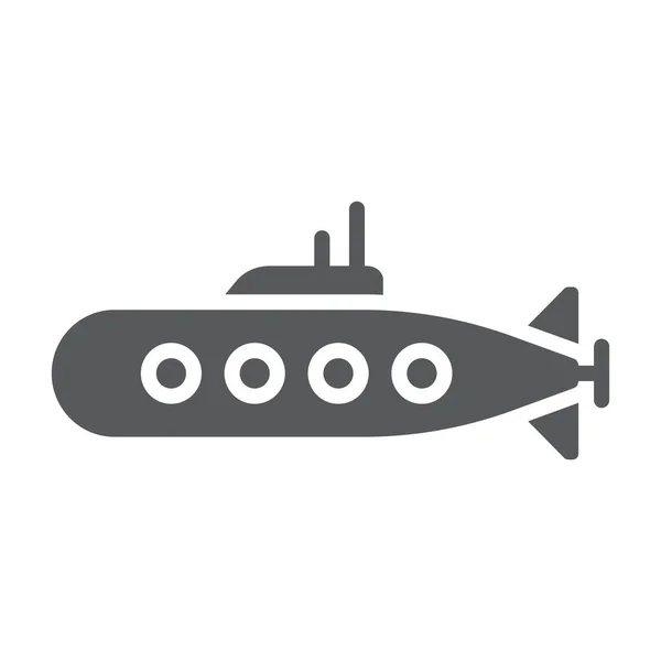 Militaire onderzeeër glyph pictogram, Marine en militaire, leger sub teken, vector graphics, een effen patroon op een witte achtergrond. — Stockvector