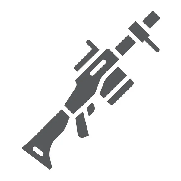 榴弹发射器字形图标，武器和火箭，火箭筒符号，矢量图形，白色背景上的实心图案. — 图库矢量图片