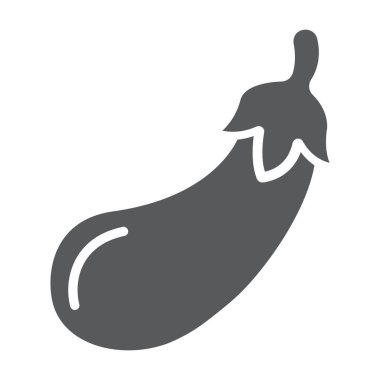 Patlıcan sembolü, meyve ve sebze, market işareti, vektör grafikleri, beyaz arka planda katı bir desen.