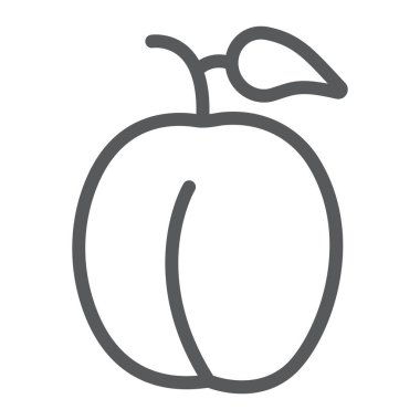 Erik çizgisi simgesi, meyve ve organik, sağlıklı besin işareti, vektör grafikleri, beyaz arkaplanda doğrusal desen.