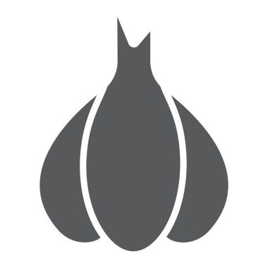 Sarımsak sembolü, keskin ve sebze, karanfil işareti, vektör grafikleri, beyaz arka grond üzerinde katı bir desen..