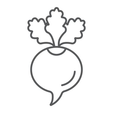 Pancar İnce çizgi simgesi, pancar ve sebze, vitamin işareti, vektör grafikleri, beyaz arka grond üzerinde doğrusal desen.