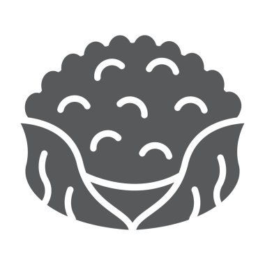 Karnabahar sembolü, yiyecek ve organik, sebze işareti, vektör grafikleri, beyaz arka grond üzerinde katı bir desen.