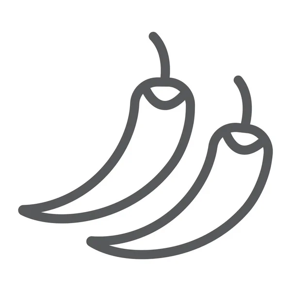 Гарячий перець чилі значок лінії, фрукти та овочі, знак спеції їжі, векторна графіка, лінійний візерунок на білому тлі . — стоковий вектор