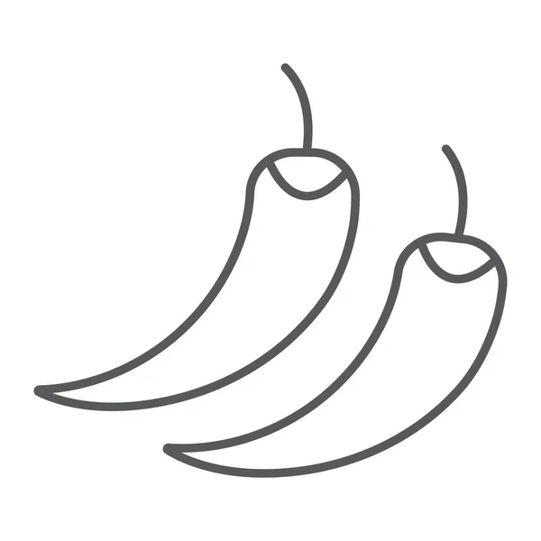 Peperoncini piccanti icona linea sottile, frutta e verdura, segno cibo spezie, grafica vettoriale, un modello lineare su uno sfondo bianco . — Vettoriale Stock