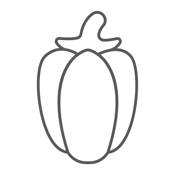 Icono de línea delgada de pimiento, frutas y verduras, signo de pimiento, gráficos vectoriales, un patrón lineal sobre un fondo blanco . — Vector de stock
