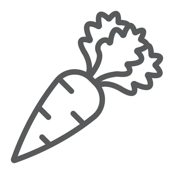 Icono de la línea de zanahoria, frutas y verduras, signo vegetal vegetal, gráficos vectoriales, un patrón lineal sobre un fondo blanco . — Vector de stock