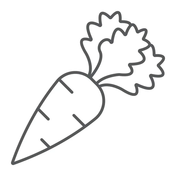 Zanahoria icono de línea delgada, frutas y verduras, signo vegetal vegetariano, gráficos vectoriales, un patrón lineal sobre un fondo blanco . — Vector de stock