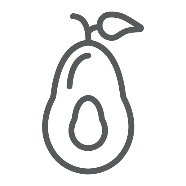 Icône de ligne avocat, fruits et légumes, signe alimentaire diététique, graphiques vectoriels, un motif linéaire sur un fond blanc . — Image vectorielle