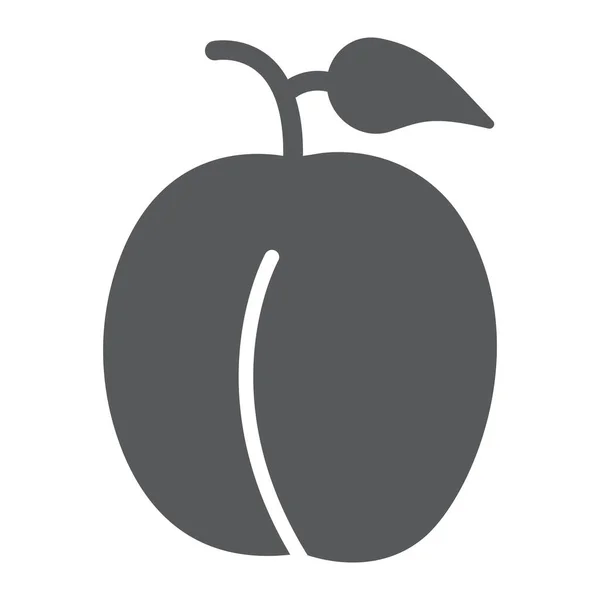 Icono de glifo de ciruela, frutas y orgánico, signo de comida saludable, gráficos vectoriales, un patrón sólido sobre un fondo blanco . — Vector de stock