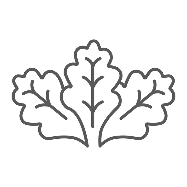 Icône de ligne mince de laitue, légume et biologique, signe de salade, graphiques vectoriels, un motif linéaire sur un fond blanc . — Image vectorielle