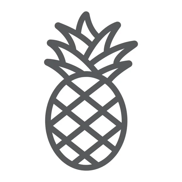 Icono de la línea de piña, fruta y comida, signo de fruta tropical, gráficos vectoriales, un patrón lineal sobre un fondo blanco . — Vector de stock