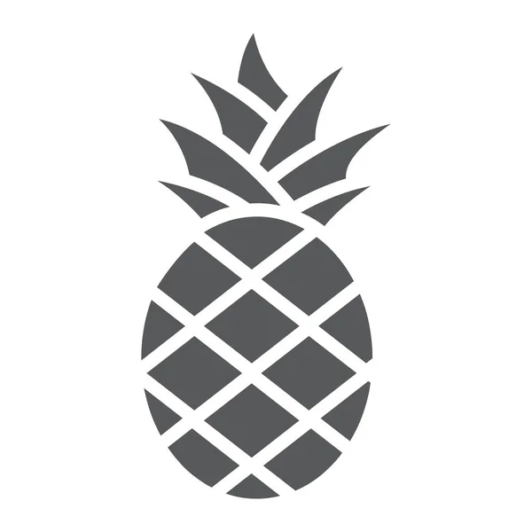 Icono del glifo de piña, fruta y comida, signo de fruta tropical, gráficos vectoriales, un patrón sólido sobre un fondo blanco . — Vector de stock