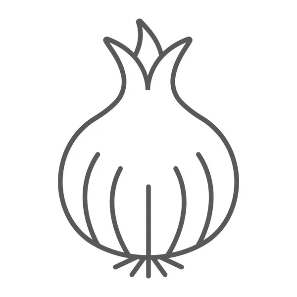 Icono de línea delgada de cebolla, orgánico y vegetal, signo de comida vegetariana, gráficos vectoriales, un patrón lineal en un fondo blanco . — Vector de stock