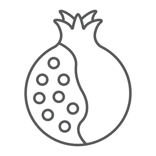 Icono de línea delgada de granada, comida y fruta, signo vitamínico, gráficos vectoriales, un patrón lineal en un fondo blanco . — Vector de stock