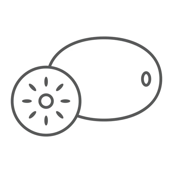 Kiwi icona linea sottile, cibo e frutta, segno vitaminico, grafica vettoriale, un modello lineare su uno sfondo bianco . — Vettoriale Stock