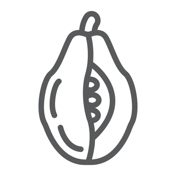 Papaya linje ikon, mat och vitamin, exotiska frukt tecken, vektor grafik, ett linjärt mönster på en vit backgrond. — Stock vektor