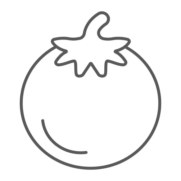Icône de ligne mince de tomate, nourriture et bio, signe végétal, graphiques vectoriels, un motif linéaire sur un fond blanc . — Image vectorielle