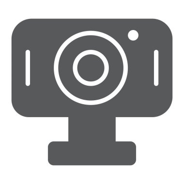 Web kamerası simgesi, kamera ve aygıt, bilgisayar kamerası işareti, vektör grafikleri, beyaz arkaplan üzerinde katı bir desen.