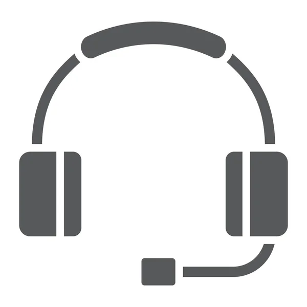Auriculares witn icono de micrófono glifo, tecnología y dispositivo, signo de auriculares, gráficos vectoriales, un patrón sólido sobre un fondo blanco . — Vector de stock