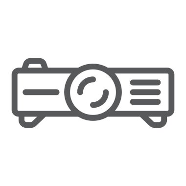 Projektör çizgisi simgesi, teknoloji ve ekipman, projeksiyon işareti, vektör grafikleri, beyaz arkaplan üzerinde doğrusal desen.