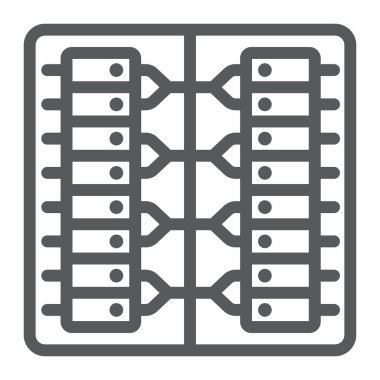 Sunucu satırı simgesi, teknoloji ve sistem, veri merkezi işareti, vektör grafikleri, beyaz arkaplan üzerinde doğrusal desen.
