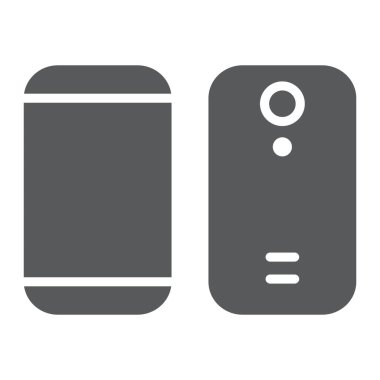 Akıllı telefon simgesi, aygıt ve telefon, cep telefonu işareti, vektör grafikleri, beyaz arkaplanda sağlam bir desen.