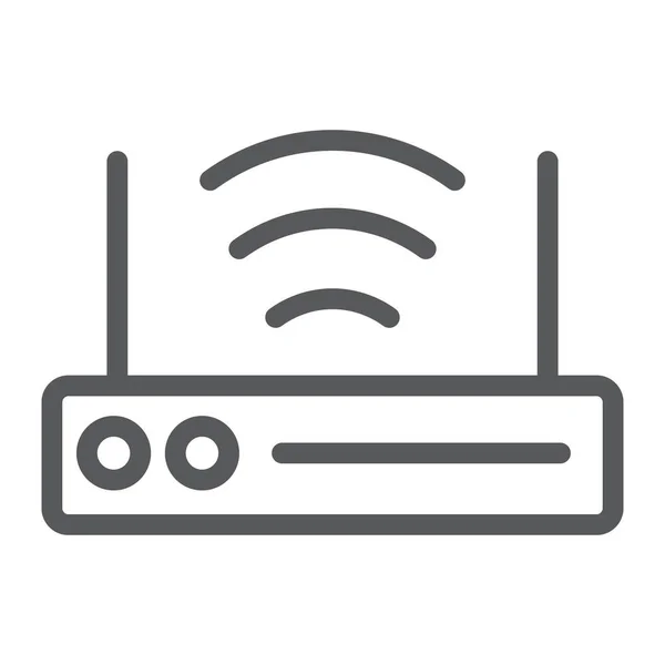 Wifi router line ikon, teknik och enhet, trådlöst internet tecken, vektor grafik, ett linjärt mönster på en vit bakgrund. — Stock vektor