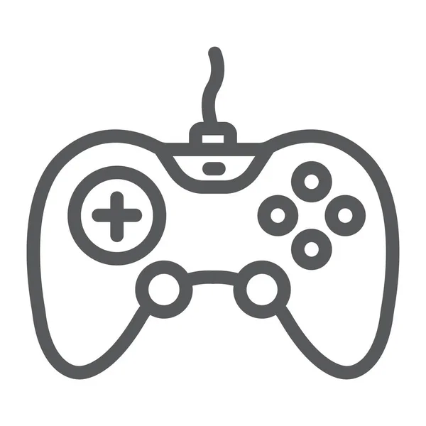 Gamepad-Zeilensymbol, Technologie und Unterhaltung, Joystick-Zeichen, Vektorgrafik, ein lineares Muster auf weißem Hintergrund. — Stockvektor