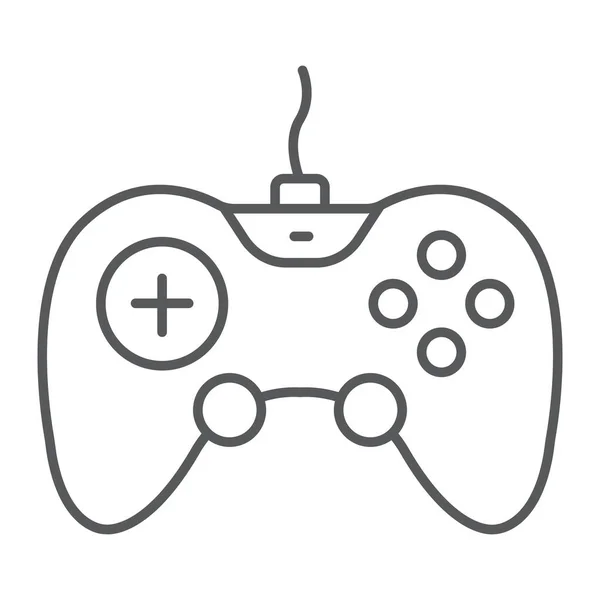 Gamepad tunn linje ikon, teknik och underhållning, joystick tecken, vektor grafik, ett linjärt mönster på en vit bakgrund. — Stock vektor