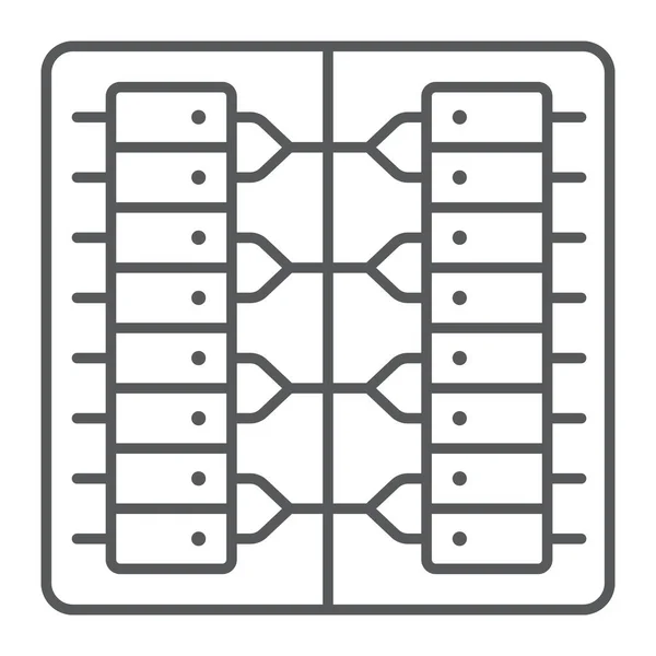 Server-Thin-Line-Symbol, Technologie und System, Rechenzentrumszeichen, Vektorgrafik, ein lineares Muster auf weißem Hintergrund. — Stockvektor