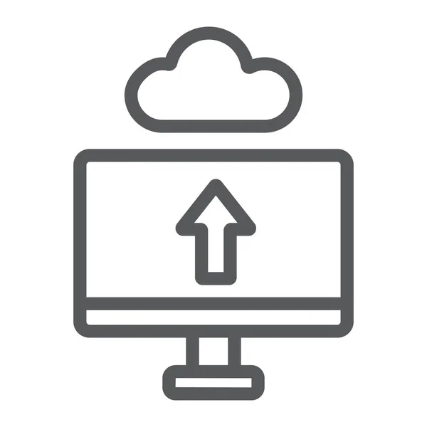 Icône de ligne de téléchargement Cloud, technologie et système, signe de transfert de données, graphiques vectoriels, un motif linéaire sur un fond blanc . — Image vectorielle