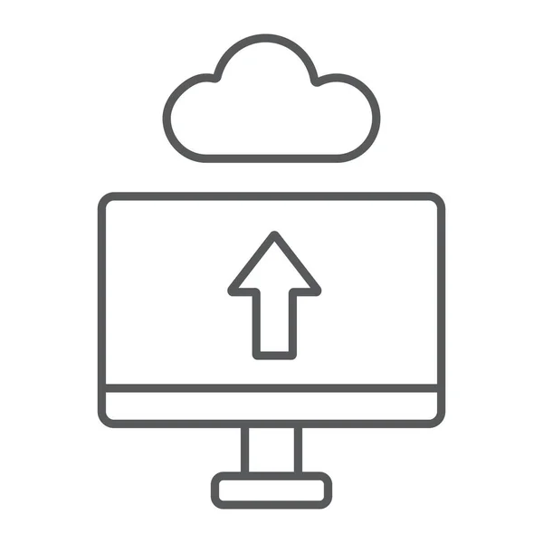 Cloud télécharger icône de ligne mince, la technologie et le système, le signe de transfert de données, graphiques vectoriels, un motif linéaire sur un fond blanc . — Image vectorielle
