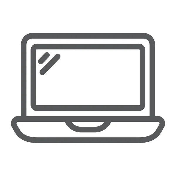 Ícone de linha de laptop, tecnologia e computador, sinal de notebook, gráficos vetoriais, um padrão linear em um fundo branco . — Vetor de Stock