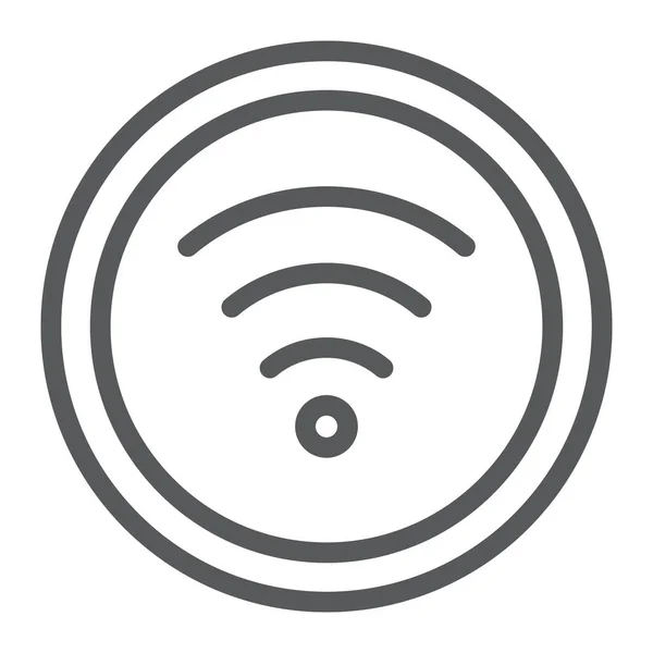 Значок беспроводной линии Wi-Fi, интернет и сеть, знак беспроводного интернета, векторная графика, линейный узор на белом фоне . — стоковый вектор