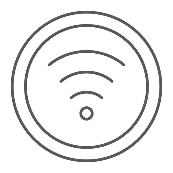 Тонкая линия Wifi иконка, интернет и сеть, беспроводной интернет знак, векторная графика, линейный узор на белом фоне . — стоковый вектор