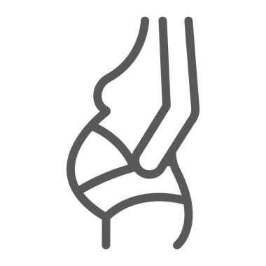 Hamilelik bandaj çizgisi simgesi, ortopedik ve tıbbi, ortopedik bandaj işareti, vektör grafikleri, beyaz arkaplan üzerinde doğrusal desen.